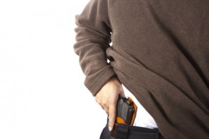 Example of concealed carry. Shot against a white background.
